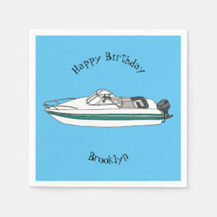 Motorboat cartoon illustration  napkin