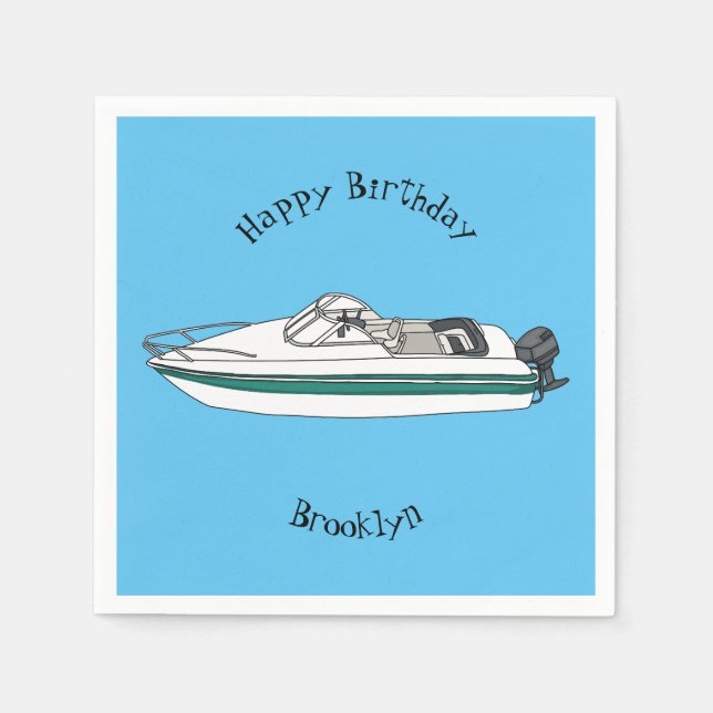 Motorboat cartoon illustration  napkin (Front)