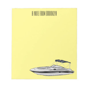 Motorboat cartoon illustration notepad