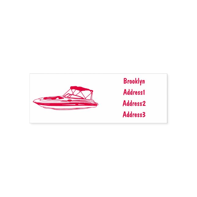 Motorboat cartoon illustration self-inking stamp (Design)