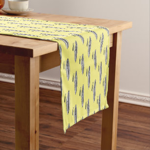 Motorboat cartoon illustration short table runner