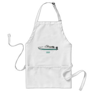 Motorboat cartoon illustration  standard apron