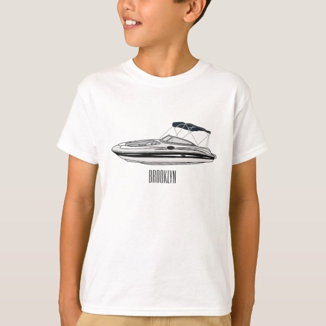 Motorboat cartoon illustration T-Shirt (Front)
