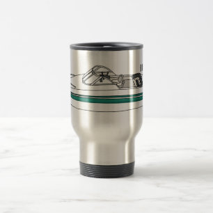 Motorboat cartoon illustration travel mug