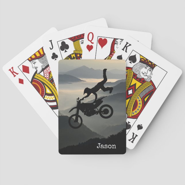 Motorcross Motorcycle Mountains Playing Cards (Back)
