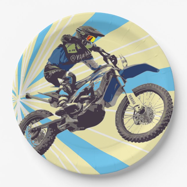 Motorcross Rider Paper Plates 9 in (Front)