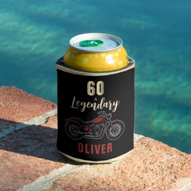 Motorcycle 60th & Legendary Birthday Biker Party Can Cooler (In Situ Pool)