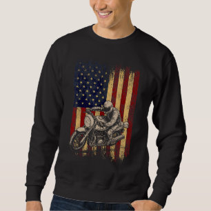 Motorcycle American Flag Distressed Vintage Biker Sweatshirt