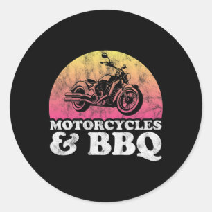 Motorcycle And Byrbecue Motorcycles And Bbq Classic Round Sticker