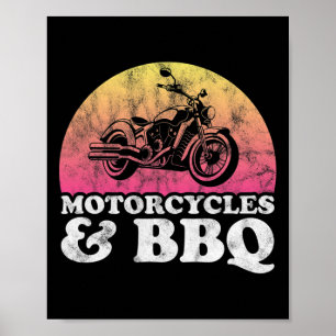 Motorcycle And Byrbecue Motorcycles And Bbq Poster