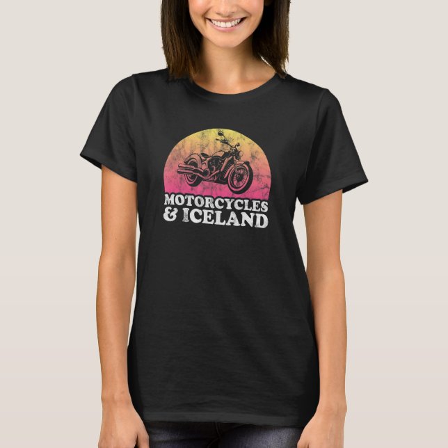 Motorcycle and Iceland Motorcycles T-Shirt (Front)