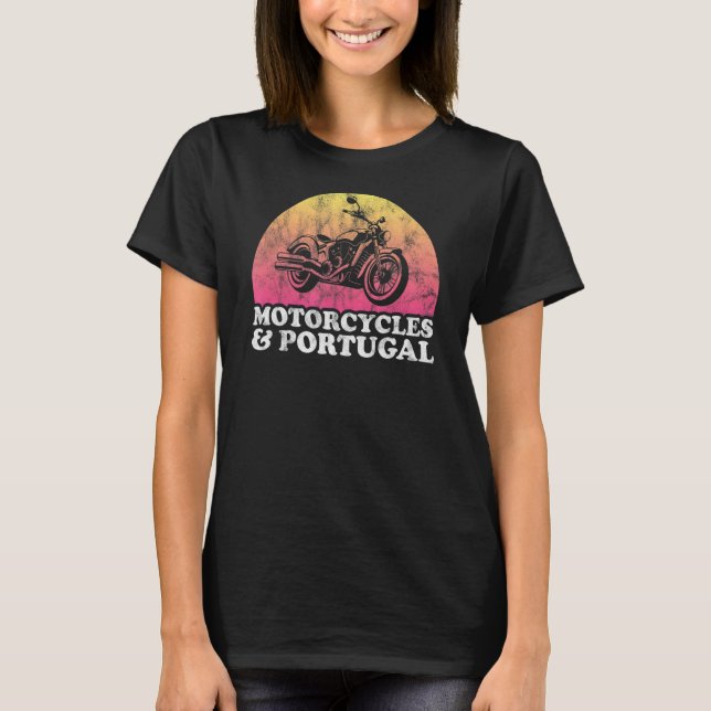 Motorcycle and Portugal Motorcycles T-Shirt (Front)