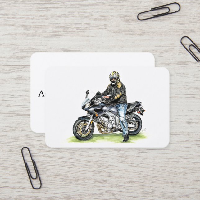 Motorcycle and Rider Business Card (Front/Back In Situ)