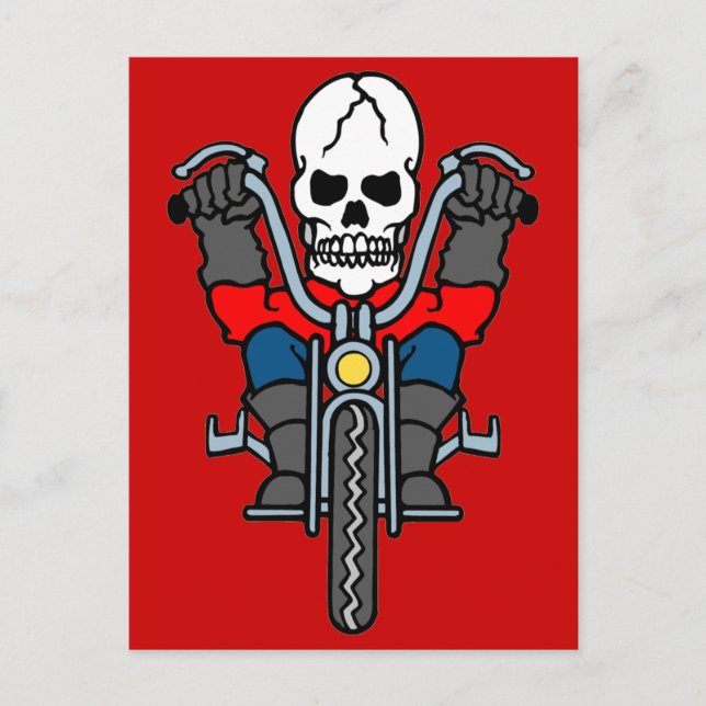 Motorcycle and skull postcard (Front)