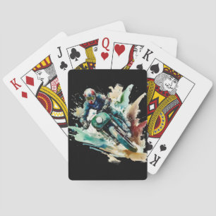 Motorcycle Art Print - Biker Watercolor Graphic Playing Cards