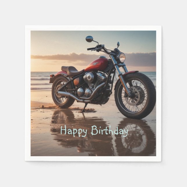 Motorcycle at Sunset Napkin (Front)