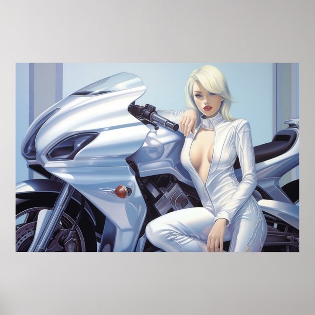 Motorcycle Babe airbrush art Poster (Front)