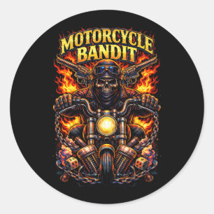 Motorcycle Bandit Classic Round Sticker
