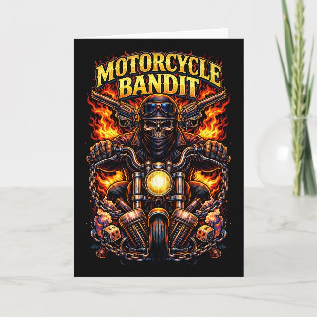 Motorcycle Bandit Holiday Card (Front)