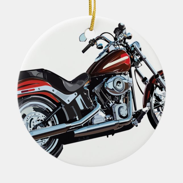 Motorcycle Bike Biker Ceramic Tree Decoration (Front)