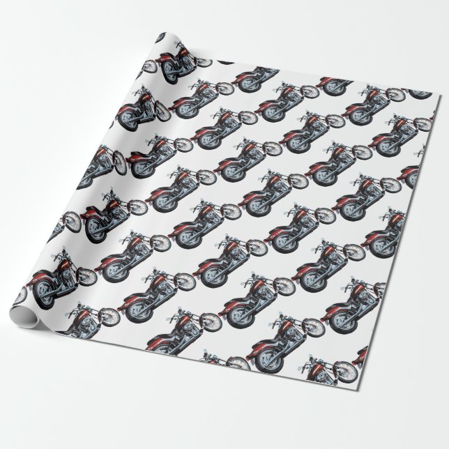 Motorcycle Bike Biker Wrapping Paper (Unrolled)
