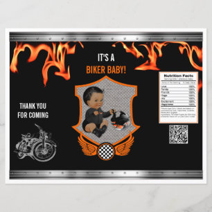 Motorcycle Biker Baby Orange Black Chip Bag
