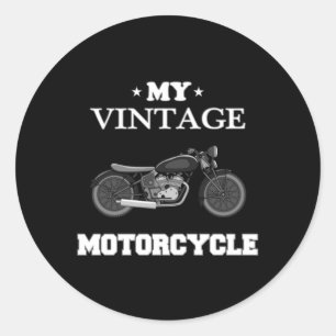 Motorcycle Biker Bike Funny Vintage Gift Idea Classic Round Sticker