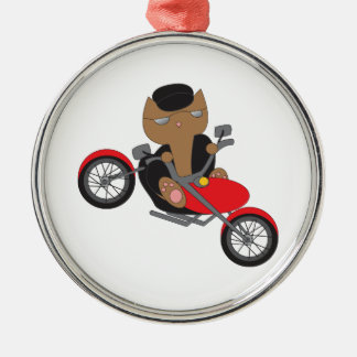 Motorcycle Biker Cat Metal Tree Decoration