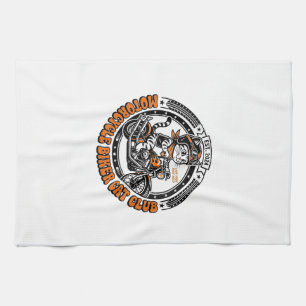 Motorcycle Biker Cat Pet Lover Shirt Art - Motorcy Tea Towel