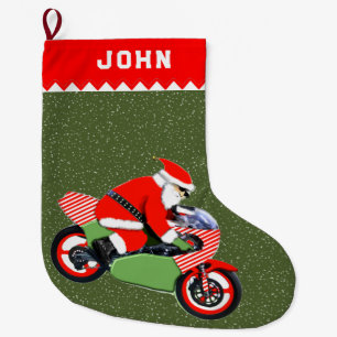 Motorcycle Biker Large Christmas Stocking