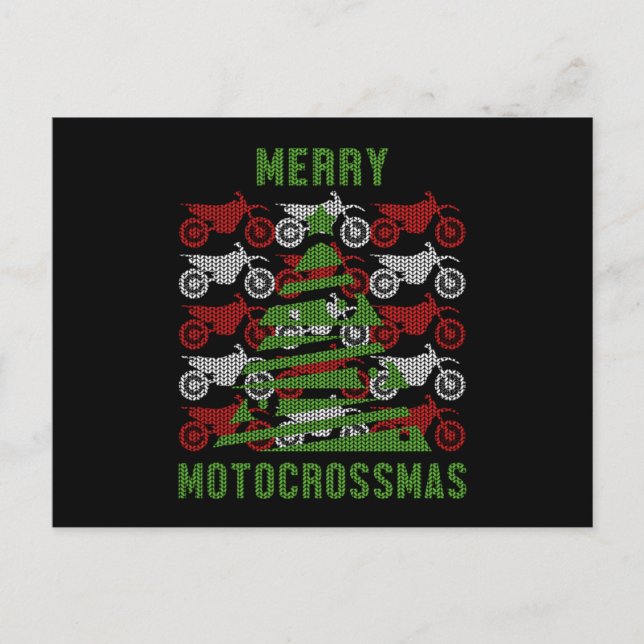 Motorcycle Biker Merry Motocrossmas Xmas Bike Gift Postcard (Front)