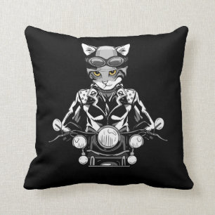 Motorcycle Biker Motorbike Rider Biker Cat Cushion