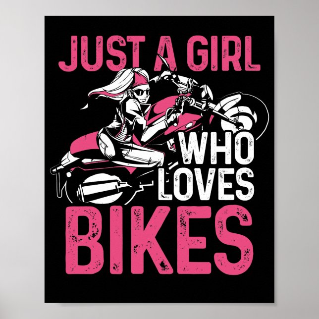 Motorcycle Biker Motorbike Rider Just A Girl Who Poster (Front)