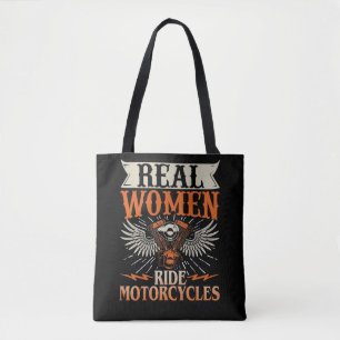 Motorcycle Biker Motorbike Rider Real Women Ride Tote Bag