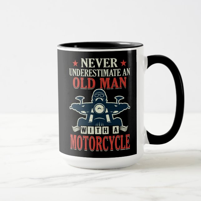 Motorcycle Biker Never Underestimate An Old Man Mug (Right)