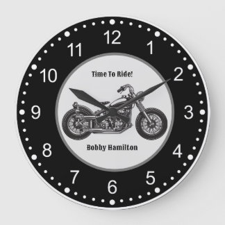 Motorcycle Biker Personalised Name & Saying Large Clock