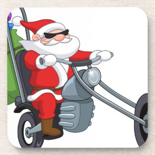 motorcycle biker santa claus coaster