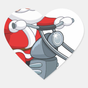 motorcycle biker santa claus heart sticker
