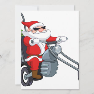motorcycle biker santa claus holiday card