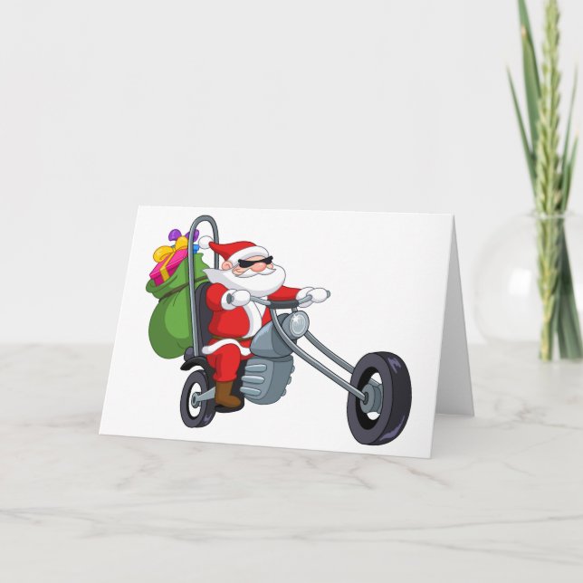 motorcycle biker santa claus holiday card (Front)