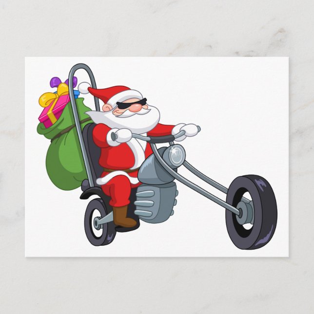 motorcycle biker santa claus holiday postcard (Front)