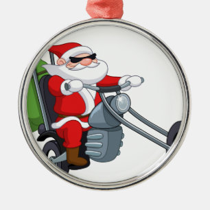 motorcycle biker santa claus metal tree decoration