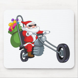 motorcycle biker santa claus mouse mat