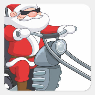 motorcycle biker santa claus square sticker