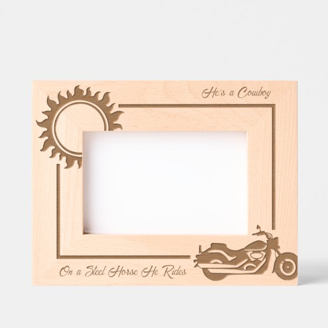 Motorcycle Biker Steel Horse 6x4L Etched Frames (Front)