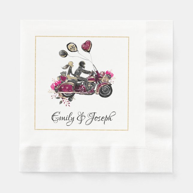 Motorcycle Biker Wedding Napkins (Front)