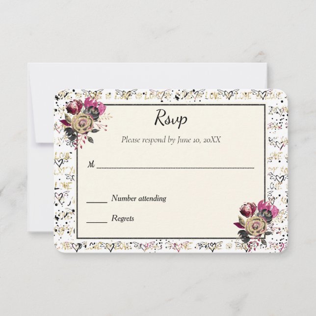 Motorcycle Biker Wedding RSVP Card (Front)