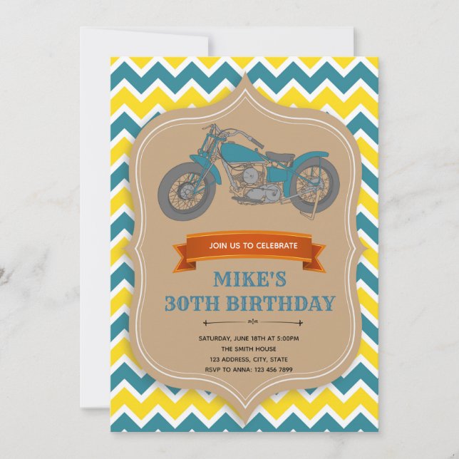 Motorcycle Birthday Invitation card (Front)