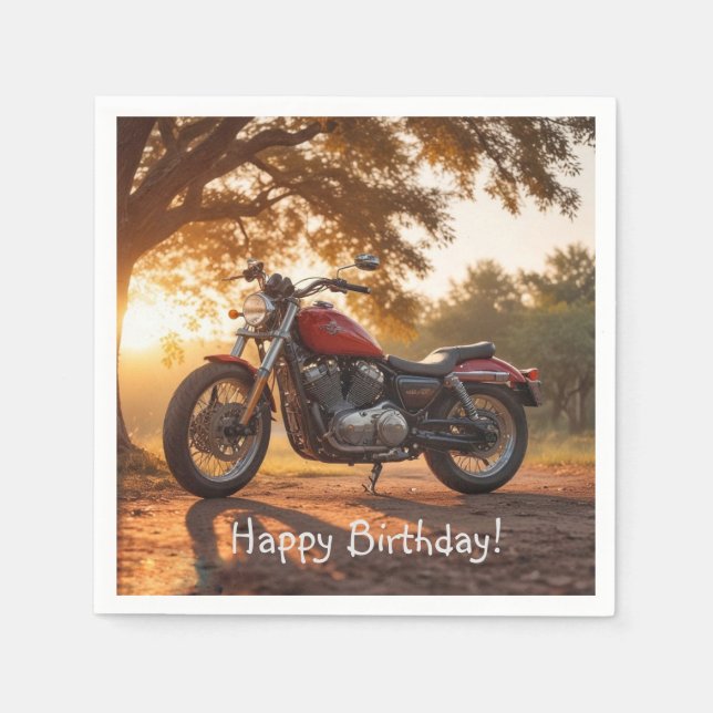 Motorcycle Birthday Napkin (Front)