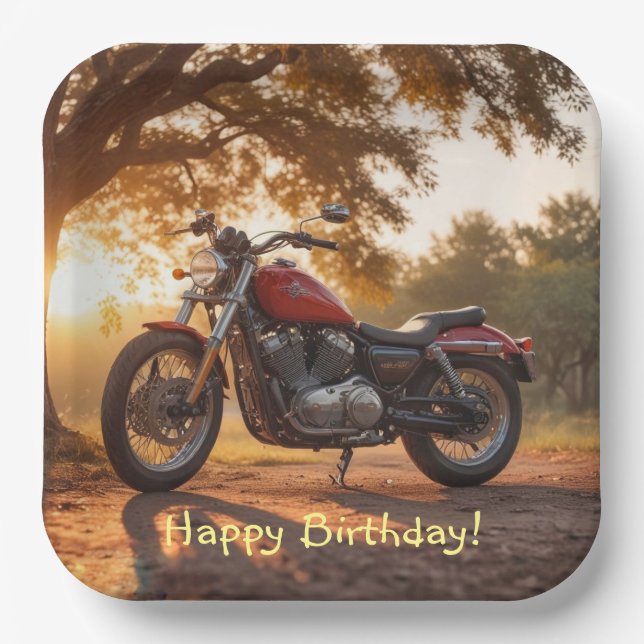 Motorcycle Birthday Paper Plate (Front)